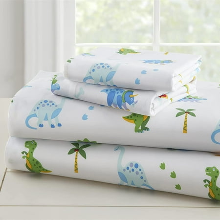 UPC: 0097277924122 | Wildkin Kids 100% Cotton Sheet Set for Boys and Girls – Toddler (Dinosaur Land Blue)