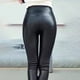 thumbnail image 5 of Leggings negros elásticos de felpa y cuero sintético para mujer - Pantalones ajustados de cintura alta - Estilo informal/sexy - Cintura elástica - Tallas S-XXL, 5 of 8