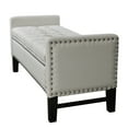 thumbnail image 6 of Inspired Home Harriet Linen Storage Bench Button Tufted Silver Nailhead Trim Modern, White, 6 of 8