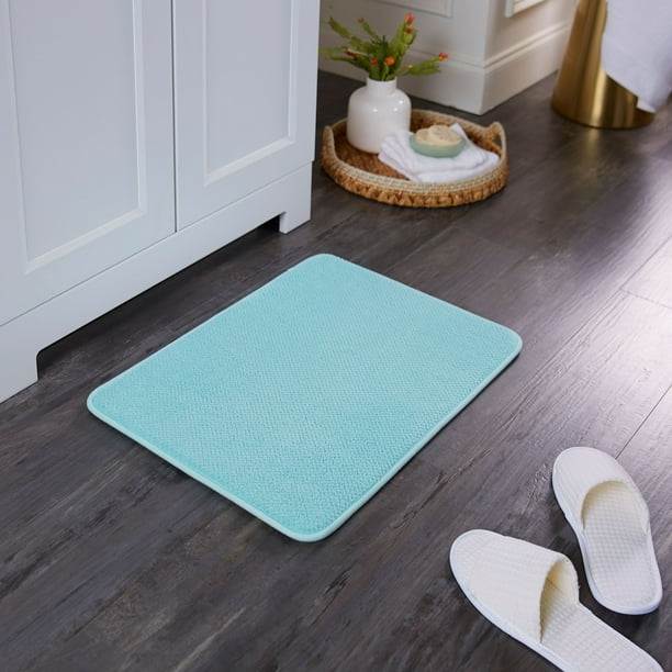 Mainstays Basic Memory Foam Bath Rug, Aqua, 17" x 23.5"