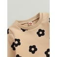 thumbnail image 3 of Newborn Baby Girl Fall Clothes Flower Print Crew Neck Long Sleeve Sweatshirts Elastic Waist Long Pants 2Pcs Outfits Set, 3 of 6