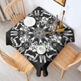 thumbnail image 2 of Black White Tie Dye Mandala Pattern Square Tablecloth,Waterproof Square Table Cover,Wipeable Spillproof Washable Table Cover for Home Kitchen Party Decor 52"x52"(132x132cm), 2 of 6