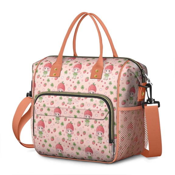 Strawberry Princess Pattern Womens Lunch Box for Work,Insulated Large Lunch Bag for Tween and Teen,Loncheras Para Mujer,Leakproof Adult Lunch Bag for Work,Beach,Travel,Picnic,Camping