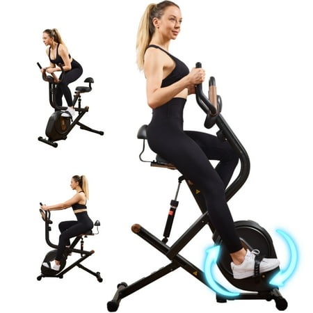 BSJ BESTGYM 3 in 1 Squat Machine,Exercise Bike,Adjustable Magnetic Resistance Stationary Bikes for Home with App Compatible,Squat Assist Trainer,Indoor Bike with 300lbs Weight Capacity,Workout Bike