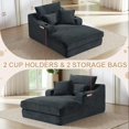 thumbnail image 4 of Aukfa 68" Oversized Chaise Lounge Chair with 2 Cup Hoders&Side Pockets, 3Pillows, Corduroy, Gray, 4 of 9