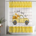thumbnail image 5 of Bee Truck Standard Shower Curtain Set, Waterproof Shower Curtains for Bathroom, Yellow Honey Daisy Floral Plaid Wooden Grain Washable Fabric Bath Curtain for Bathtub with Hooks 72x72 Inches, 5 of 9