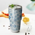 thumbnail image 3 of 30oz Blue Christmas Snowflake Pattern Tumblers Stainless Steel Tumbler with Lid and Straw,Vacuum Insulated Double Wall Travel Tumbler Cups Mug with Cleaning Brush for Coffee,Tea, 3 of 7