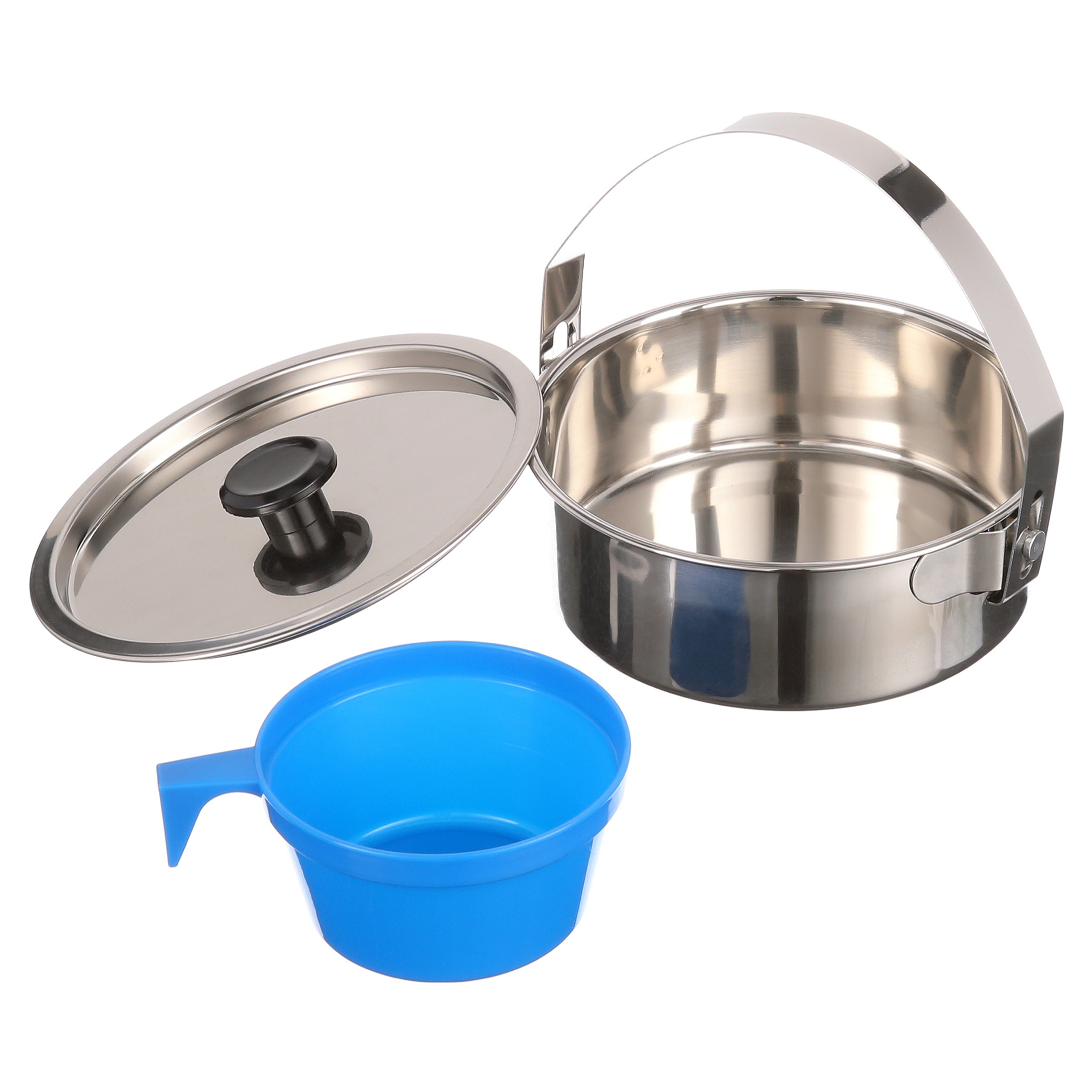 Kit de cocina para acampar de 5 piezas de acero inoxidable, aluminio y plástico que ahorra espacio 2