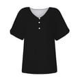 thumbnail image 4 of Summer Saving Wycnly Womens Blouses and Tops Dressy Casual Solid Button up Lightweight Cold Shouolder Tshirts Summer Plain V-Neck Short Sleeve Cute Tees Tops Black XXXL, 4 of 4