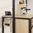 thumbnail image 2 of EDTara Kitchen Island Table with Sliding Barn Door Storage, Coffee Bar, Multi Functional Bakers Rack with Hooks, Adjustable Shelves for Kitchen, Dining, Living Room, 2 of 7