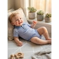 thumbnail image 5 of Loicainy Infant Baby Boy Romper 3 6 12 18 Month Short Sleeve Lapel Collar Stripes Print Bodysuit Newborn Playsuit, 5 of 9