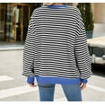 thumbnail image 5 of Womens Striped Oversized Sweatshirt Color Block Crew Neck Long Sleeve Casual Loose Color Block Pullover Top Y2K Clothes, 5 of 5
