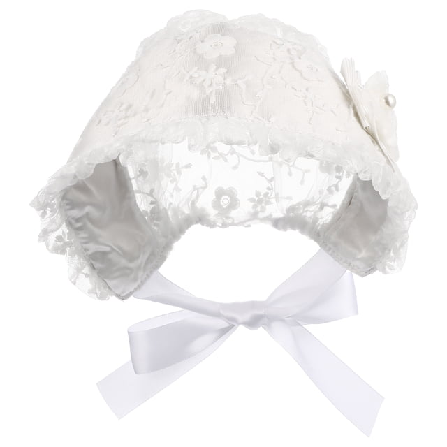 Adorable gorro de encaje para bebé, hermoso gorro de princesa para bebé de 0 a 2 años (blanco), talla única