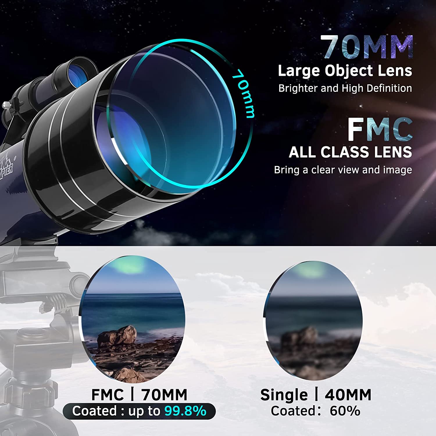 LAKWAR 70mm Refractor Telescope with Tripod photo 6