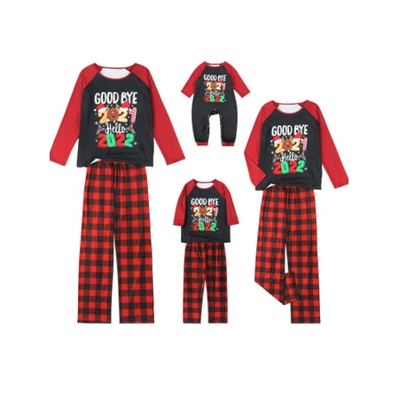 

Matching Family Pajamas Sets Christmas PJ s Letter Plaid Printed Long Sleeve Tee Bottom Loungewear