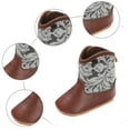 thumbnail image 4 of CAICJ98 Baby Boy Girl Cowboy Boots Winter Snow Boots Western Style Booties for Boys Girls Warm First Walker Shoes for Christmas Baby Shower Silver,5.5 （Toddler)(Infant/Toddler), 4 of 7