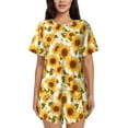 thumbnail image 1 of Xecao Modern Elegant Sunflower Pattern Women's Short Sleeve Pajama Set Soft Sleepwear Lounge Set with Button Front Top and Drawstring Shorts with Pockets-XX-Large, 1 of 6