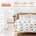 thumbnail image 6 of Alphabet Letter Bedding Duvet Cover Set Full Size 4 Pieces Colorful Cartoon Animals ABCD Letter Bedding Set with Zipper Closure, 1 Comforter Cover 86x86 Inches 1 Flat Sheet & 2 Pillow Cases, 6 of 7