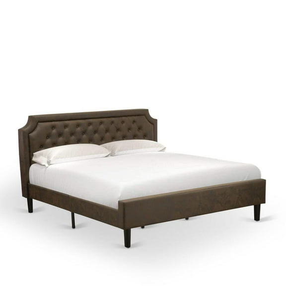 East West Furniture Granbury Engineered Wood King Platform Bed in Dark Brown