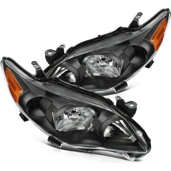 CCIYU Headlights Assembly 8115002B60 81150-02B50 TO2519131 TO2503204 Black Housing Amber Reflector Clear Lens Headlamps For Toyota Corolla 2011-2013