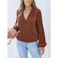 thumbnail image 6 of Cupshe Women's pleated wrap blouse, Size S-XL, 6 of 6