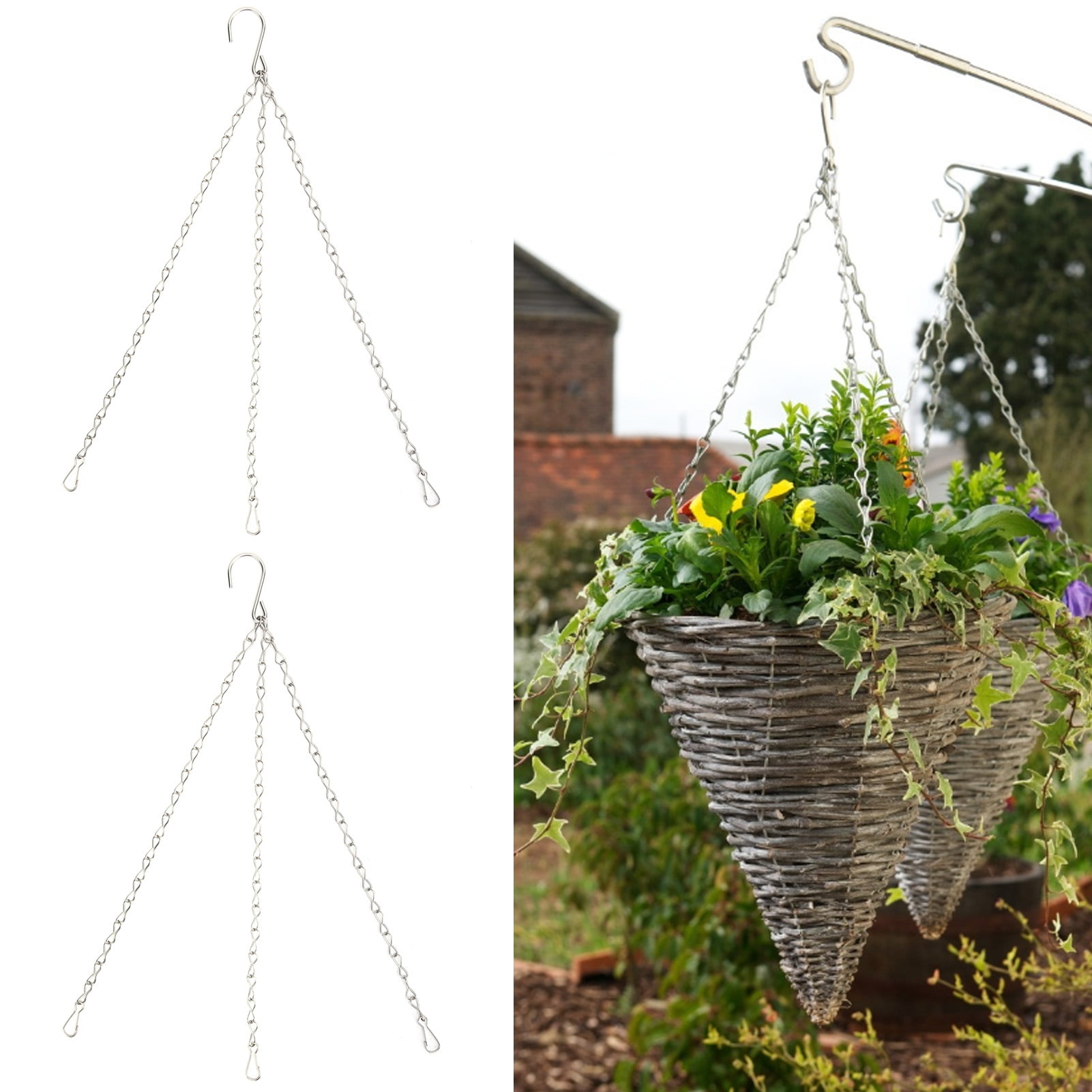  ST4U Hanging Basket Chains 4 Point Heavy Duty Black Metal Chain  Hangers with 4 Clip Hook for Hanging Plants Flowers Baskets Pot 15.75 inch  : Patio, Lawn & Garden