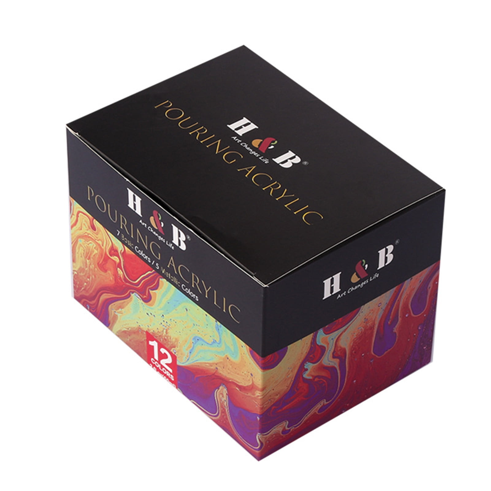 12 Colors Pouring Acrylic Paint Set Non Toxic Art Paints Supplies for Children Students Beginners Adults Artist Painter Painting on Canvas Paper Wood Stone Ceramic Art Crafts