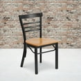 thumbnail image 2 of Flash Furniture 2 Pack HERCULES Series Black Three-Slat Ladder Back Metal Restaurant Chair - Natural Wood Seat, 2 of 8
