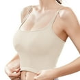 thumbnail image 3 of DuoJiaJ Women's Comfortable And Summer New Square Neck Rib Sports Breathable Fitness Tank Top Bra Wireless Bras Beige, 3 of 4