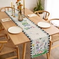 thumbnail image 3 of Table Runner 72 Inches Long for Kitchen Dining, Easter Dresser Scarf Farmhouse, Dining Table Decorations for Wedding/Parties, Country Rabbits Eggs Floral Leaves Butterfly Plaid 13 x 72 In, 3 of 8