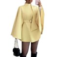 thumbnail image 2 of Stichou Womens Batwing Sleeve Coat 2026 Winter Spring Trendy Shlaw Poncho Peacoat Casual Belted Cloak Wool Spring Jackets Yellow S, 2 of 9