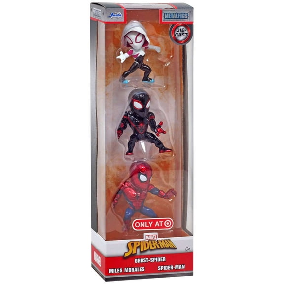 Jada Toys Marvel Nano Metalfigs Ghost-Spider, Miles Morales & Spider-Man Action Figures, 3 Pack