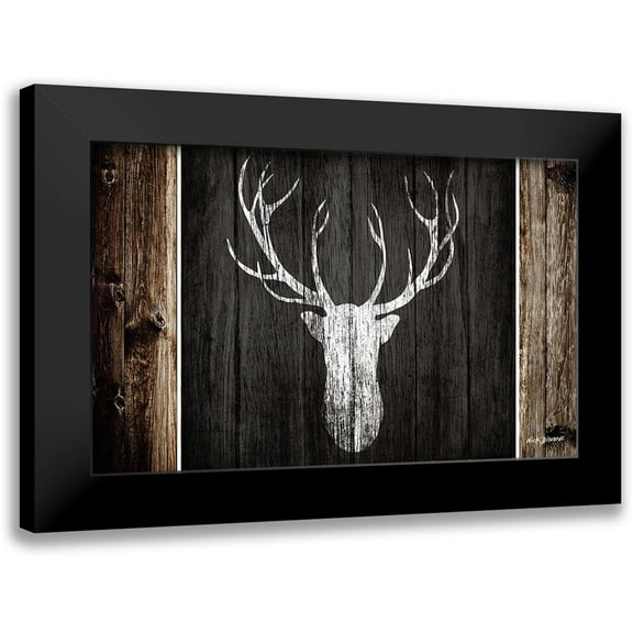 Biscardi, Nicholas 14x10 Black Modern Framed Museum Art Print Titled - Sophisticated Deer on Wood