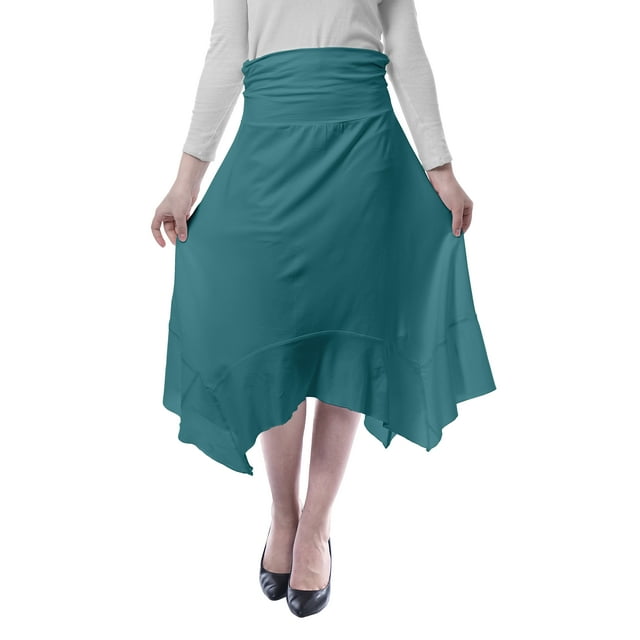 Moomaya Jupe Midi Mouchoir pour Femmes Taille Haute Décontractée Été