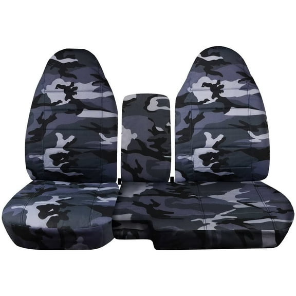 Design Fits 98-2003 Ford Ranger Seat Covers 60/40 Bench Center Console NO Cup Holder: Gray Camo