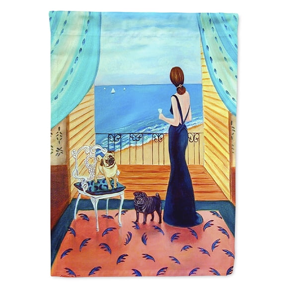 Lady with her Pug Flag Canvas House Size