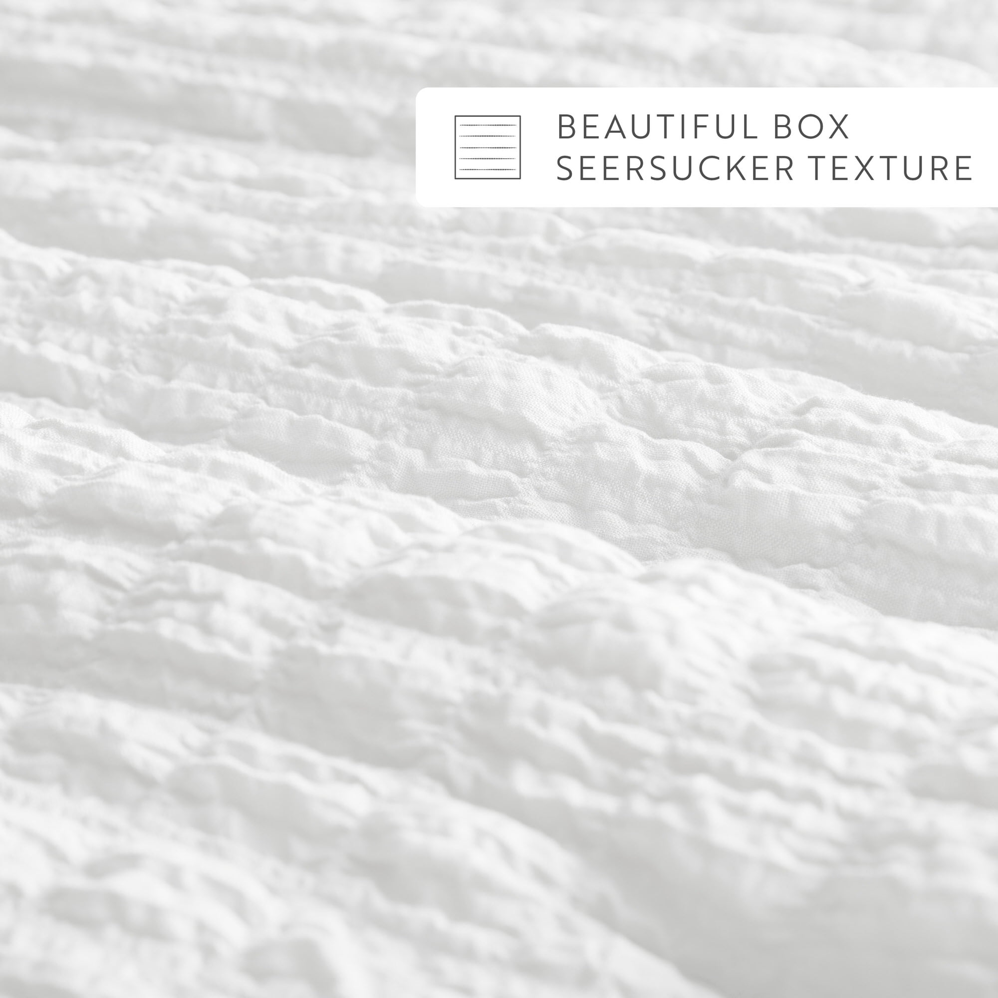 Noble Linens 3 Piece Seersucker Textured All Season Down-Alternative Comforter Set, White, Full/Queen