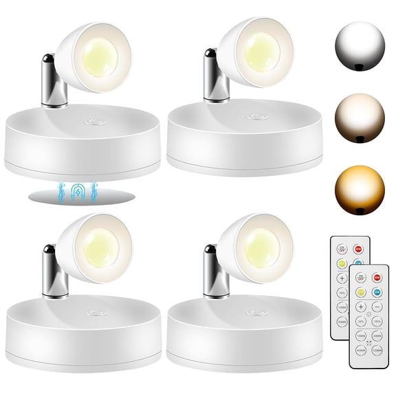 Alficedo 4 Pack Wireless Spot Lights Indoor, Battery Operated Plant Light, Mini Spotlight with Remote 3CCT Tree Lights Indoor, Accent Wall Lights for Display Plant Picture Dartboard