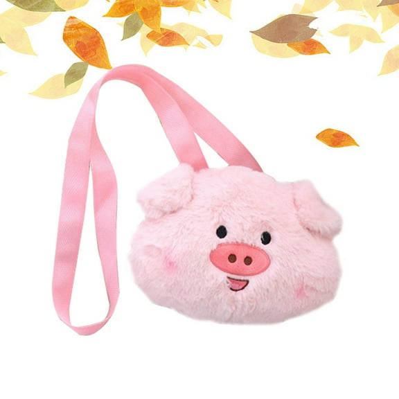 Amosfun Pink Plush Pig Crossbody Bag Lightweight Fashionable Messenger Purse