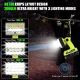 thumbnail image 3 of 2000LM LED Work Light for Ryobi Flashlight Spotlight Flood Light  Job Site Lamp, 3 of 7