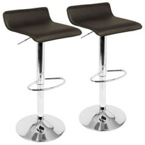 Ale Contemporary Adjustable Barstool In Brown Pu Leather - Set Of 2