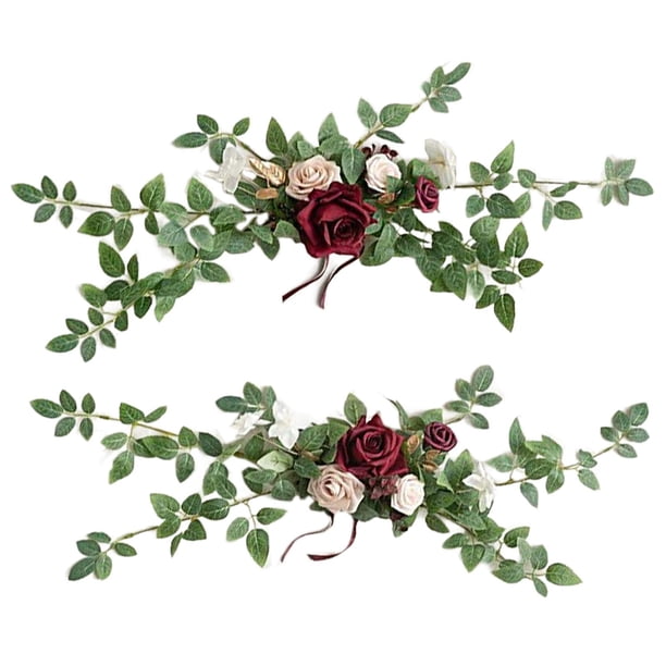 2x Decoración de flores artificiales para el pasillo de la boda, decoración de sillas y sillas para ceremonias, decoración floral para el respaldo de Estilo A