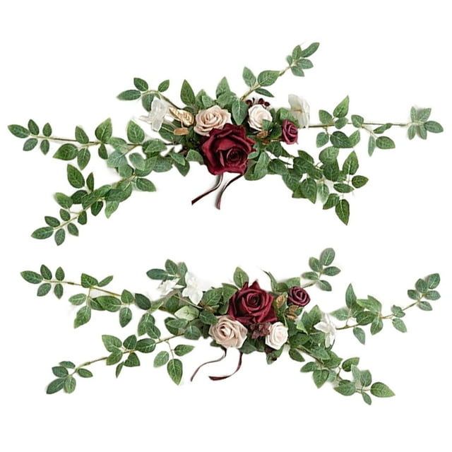 2x flores artificiales de arco de boda, botín de flores de rosas artificiales, arreglos florales para decoración de sillas de recepción de boda Estilo A