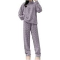 thumbnail image 2 of BILIKEYU Women's Fuzzy Warm Cozy Winter Fleece Set Sleepwear, Pajamas for Women Set, Women Pajama Sets, Striped Long Sleeve Shirt Women, 2 of 6