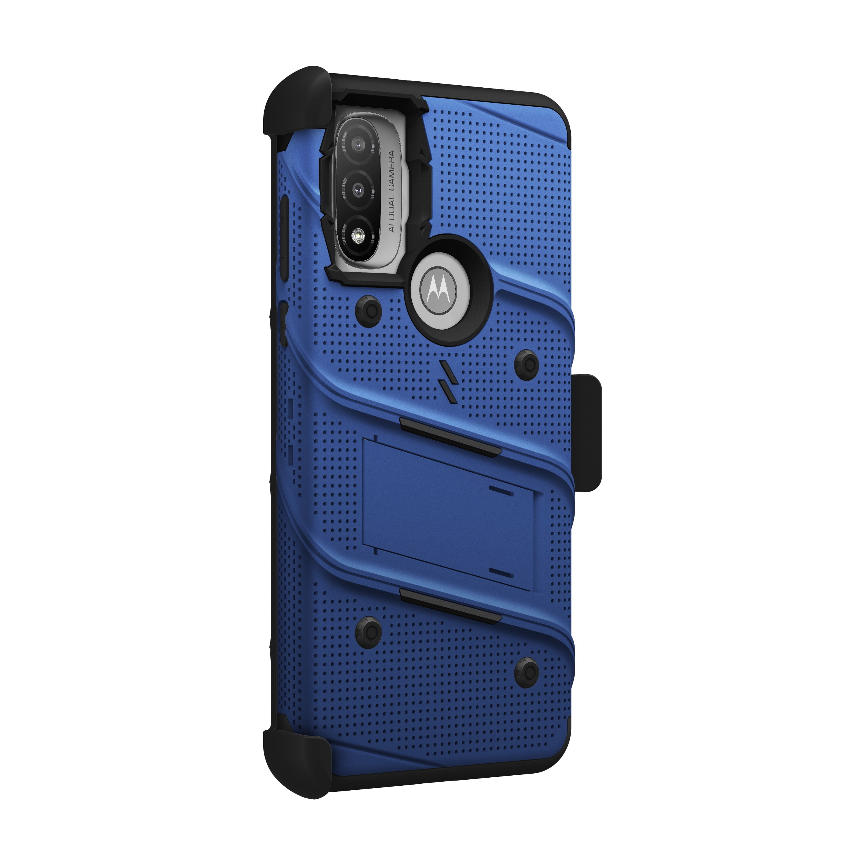 ZIZO BOLT Bundle for Moto G Power 2022 Case with Screen Protector Kickstand Holster Lanyard - Blue
