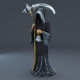 thumbnail image 3 of Estatua de la muerte de pie Grim Reaper Estatua de resina religiosa decorativa figura de altar escultura adorno de escritorio (negro, talla única), 3 of 5
