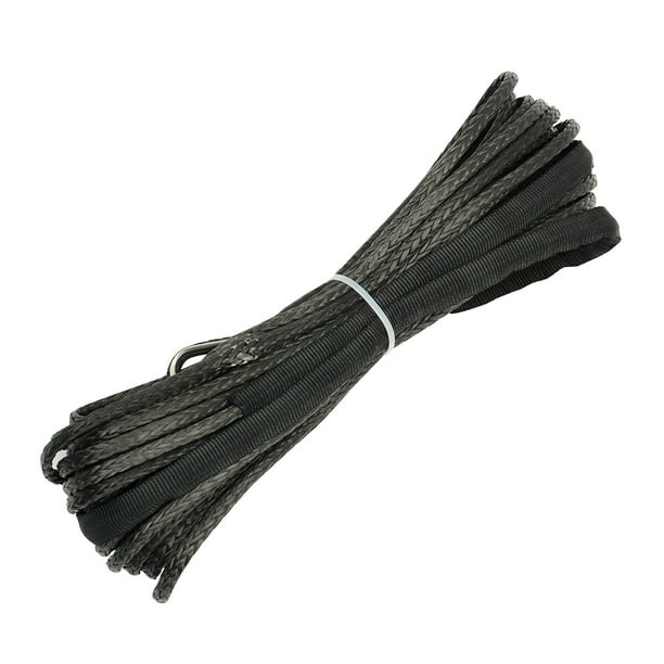 Corde synthétique grise pour treuil diam. 5mm x 15m + crochet