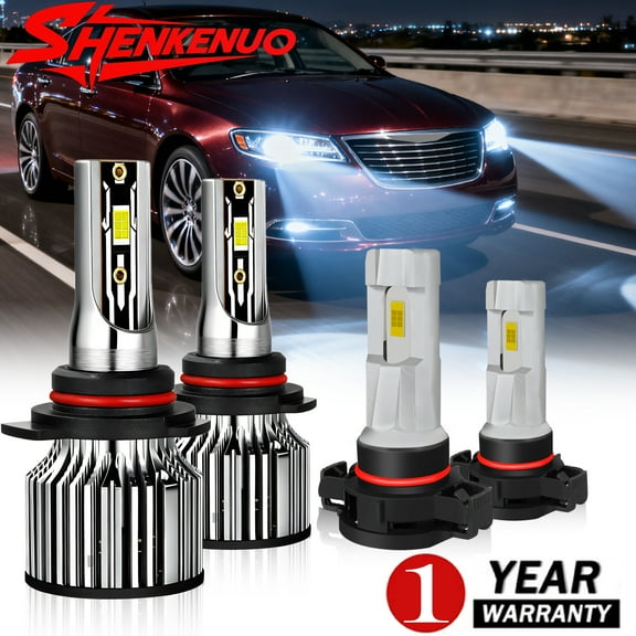 For 2011-2012 Chrysler 200 9012 HIR2 LED Headlight Bulbs 2504 Fog light 6500K 4X