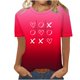 thumbnail image 1 of Camisetas Casuales de Mujer Día de San Valentín Impreso Cuello Tripulado Manga Corta, Top de Moda para la Fiesta Y Diario, 1 of 9