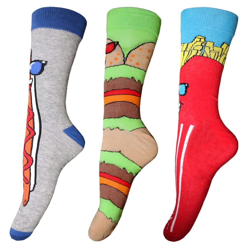 Mens Hot Dog Novelty Socks (3 Pairs 